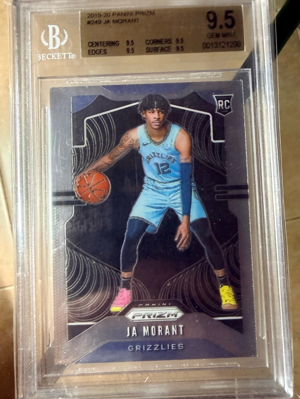 2019-20 Panini Prizm Ja Morant #249 RC Memphis Grizzlies BGS 9.5. Great eye appe